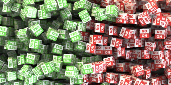 Sí y no infinitos cubos, renderizado 3d original, negocio y m — Foto de Stock
