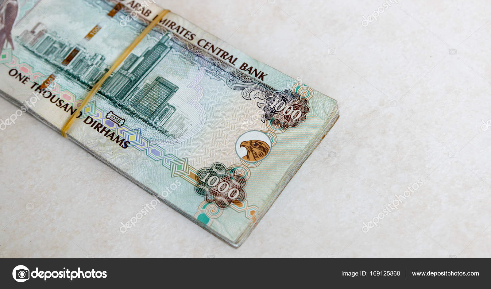 UAE one thousand Dirhams banknotes isolated on a bright backgrou — Stock  Photo © tostphoto #169125868