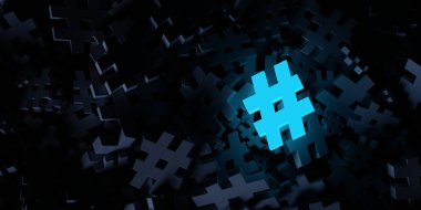 Farklı hashtag, liderlik konsepti, 3 boyutlu yorumlama