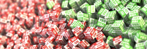 Sí y no infinitos cubos, renderizado 3d original, negocio y m — Foto de Stock
