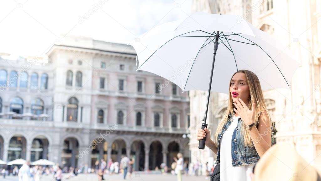 Pretty blonde tourist