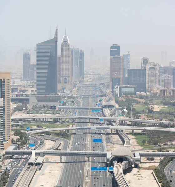Vista aérea panorámica de Dubai Sheik Zayed — Foto de Stock