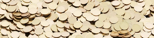 Infinitas moedas de ouro fundo horizontal — Fotografia de Stock