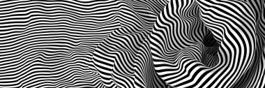 Soyut çizgili yüzey, siyah ve beyaz asıl 3D görüntüleme