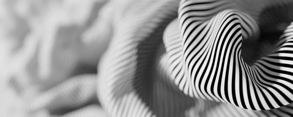 Абстрактна смугаста поверхня, чорно-біла оригінальна 3d візуалізація — стокове фото