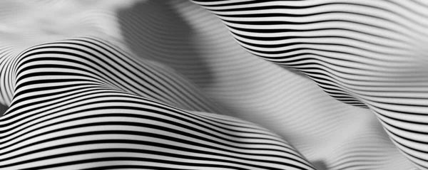 추상적 인 줄무늬 표면, 흑백 3D 렌더링 — 스톡 사진