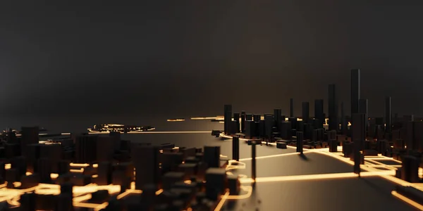 Techno mega stad; stedelijke en futuristische technologie concepten, orig — Stockfoto