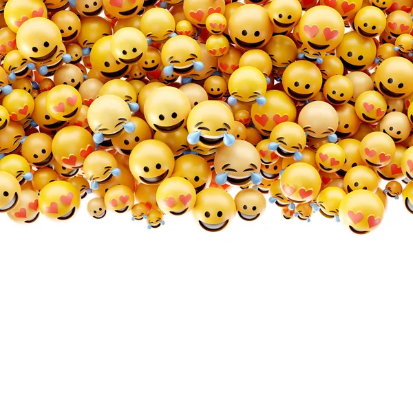 Oneindige emoticons 3D rendering achtergrond, Social Media en com — Stockfoto