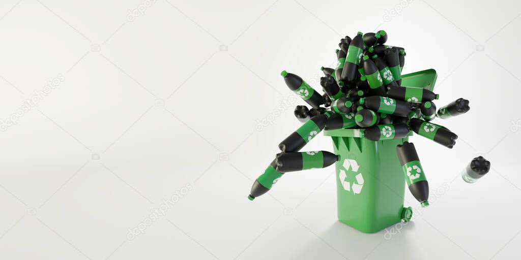 Plastic waste and recycle problem concept, original 3d rendering