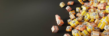 Sonsuz hediye kutuları, Noel ve parti teması, orijinal 3D yırtık