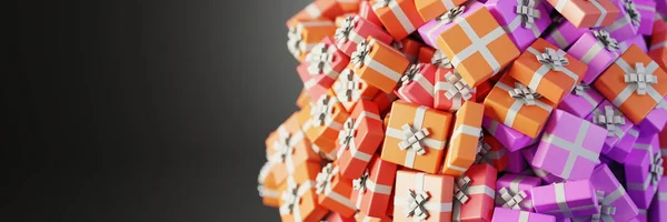 Végtelen ajándékdobozok, karácsonyi és party téma, eredeti 3D-s szakítás — Stock Fotó