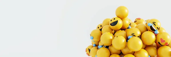 Oneindige emoticons 3D rendering achtergrond, Social Media en com — Stockfoto