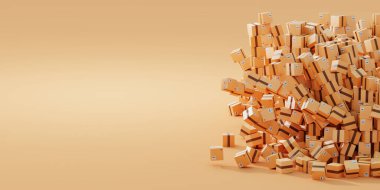 Sonsuz karton kutular, lojistik endüstri kavramları, 3d render illüstrasyon