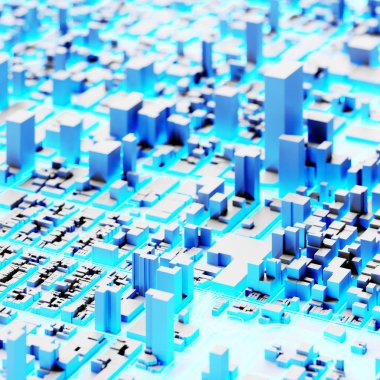 Tekno mega şehir; kentsel ve geleceksel teknoloji kavramları, orijinal 3D tasarım