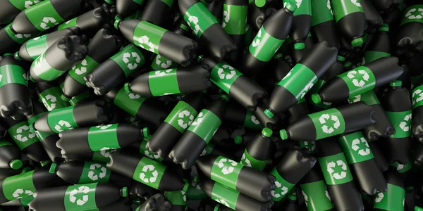 Oneindige Plastic Flessen Met Recycle Icoon Originele Rendering — Stockfoto
