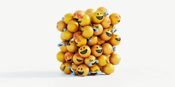 Grupo Emoticons Fundo Renderização Mídia Social Conceito Comunicações — Fotografia de Stock