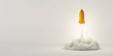 Roketler fırlatılıyor, başarı ve büyüme kavramları, orijinal 3D canlandırma