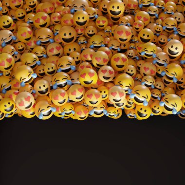 Sonsuz duygu simgeleri 3 boyutlu özgeçmiş, sosyal medya ve iletişim kavramı