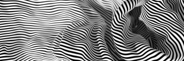 Soyut çizgili yüzey, siyah ve beyaz asıl 3D görüntüleme