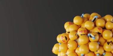 Sonsuz duygu simgeleri 3 boyutlu özgeçmiş, sosyal medya ve iletişim kavramı