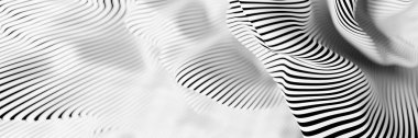Soyut çizgili yüzey, siyah ve beyaz asıl 3D görüntüleme