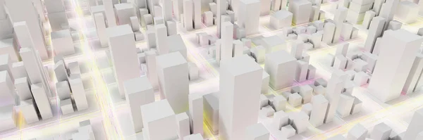 Techno Mega Város Városi Futurisztikus Technológiai Koncepciók Eredeti Renderelés — Stock Fotó