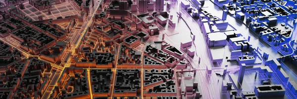 Techno mega cidade; conceitos de tecnologia urbana e futurista, orig — Fotografia de Stock