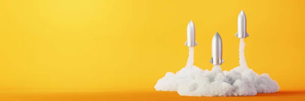 Запуск ракет, концепции успеха и роста, оригинальный 3d — стоковое фото