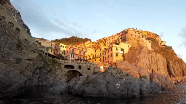 View Manarola Cinque Terre Coastal Area Liguria Northwest Italy Timelapse — Stock Video