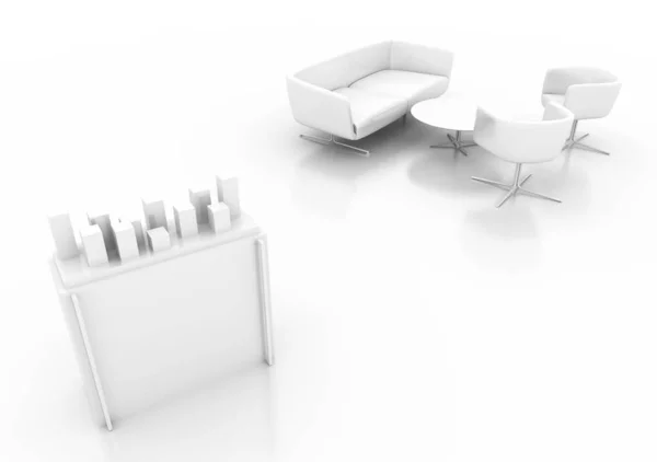 Original Trade Display Isolated White Rendering — Stock Photo, Image