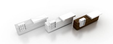 Masa başı projesinin orjinal beyaz, 3D görüntülemesi