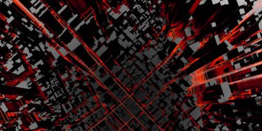 Tekno mega şehir; kentsel ve geleceksel teknoloji kavramları, orijinal 3D tasarım