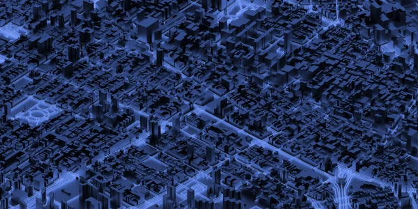 Techno Mega Ciudad Conceptos Tecnología Urbana Futurista Renderizado Original — Foto de Stock