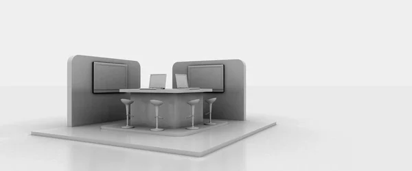 Corporate Booth Isolated White Copy Space Original Rendering — Stock Photo, Image