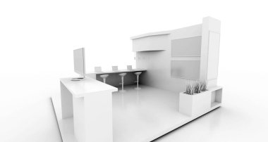 Kurumsal kabin, beyazda izole edilmiş, kopyalama alanı var. Asıl 3d oluşturma