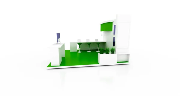 Corporate Green Booth Isolated White Copy Space Original Rendering — Stock Photo, Image