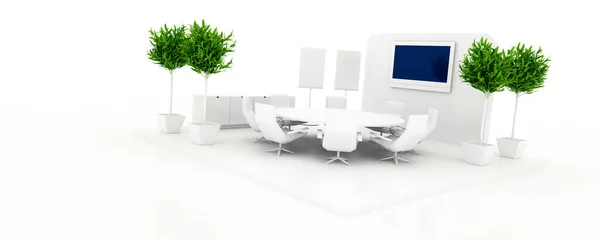Corporate Booth Isolated White Copy Space Original Rendering — Stock Photo, Image