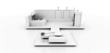 Kurumsal kabin, beyazda izole edilmiş, kopyalama alanı var. Asıl 3d oluşturma