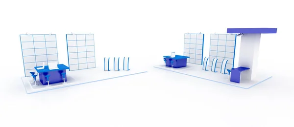 Corporate Blue Booth Isolated White Copy Space Original Rendering — Stock Photo, Image