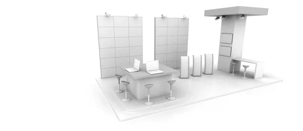 Corporate Booth Isolated White Copy Space Original Rendering — Stock Photo, Image