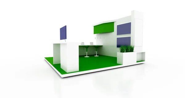 Corporate Green Booth Isolated White Copy Space Original Rendering — Stock Photo, Image