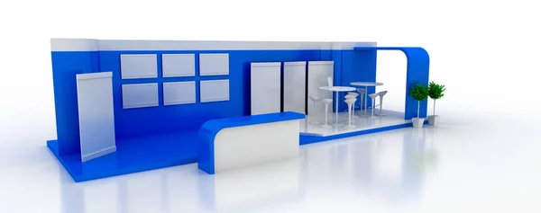 Cabine Corporativa Cor Azul Isolado Branco Com Espaço Cópia Renderização — Fotografia de Stock