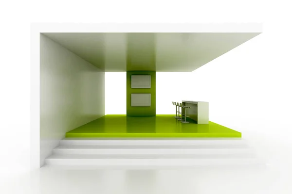 Corporate Green Booth Isolated White Copy Space Original Rendering — Stock Photo, Image