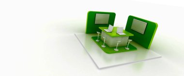 Kurumsal yeşil kabin, beyazda izole edilmiş, kopyalama alanı var. Asıl 3d oluşturma