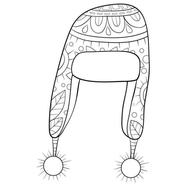 Volwassen kleurboek, pagina een kerstmuts met ornamenten afbeelding fo — Stockvector