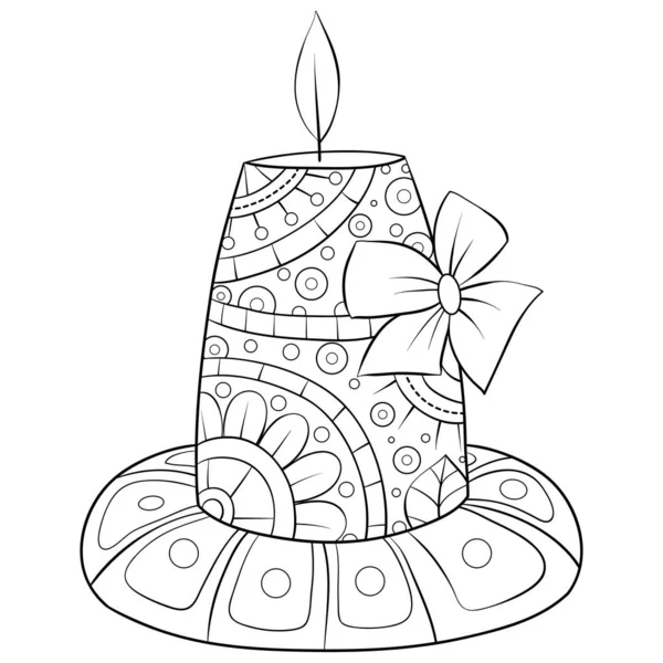 Livre de coloriage adulte, page une bougie de Noël avec des ornements image — Image vectorielle