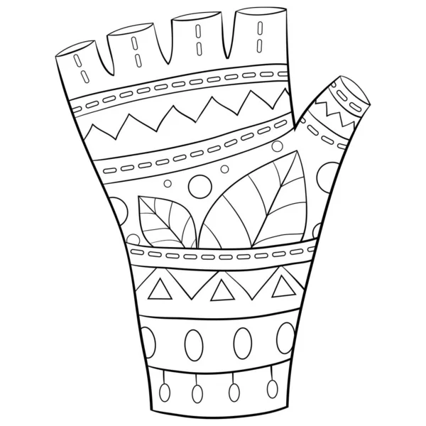 Kolorowanka dla dorosłych, strona rękawiczki świąteczne z wizerunkiem ozdoby — Wektor stockowy
