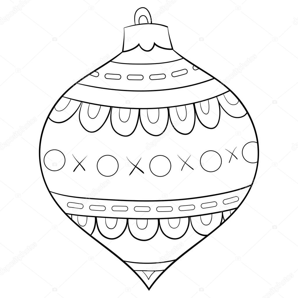 Adult coloring book,page a Christmas ball with ornaments image f