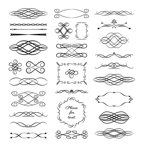 Ornamental borders and flourish corners, royal ornament swirls and vector vintage page dividers. Classical decoration elements illustration. — Stock Vector