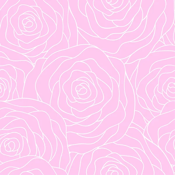 Patrón sin costura vectorial con contorno de rosas estilizadas. Hermoso fondo floral. Floral, retro, garabato, elemento de diseño. Puede ser utilizado para textil, cubierta del libro, embalaje, invitación de la boda. — Vector de stock